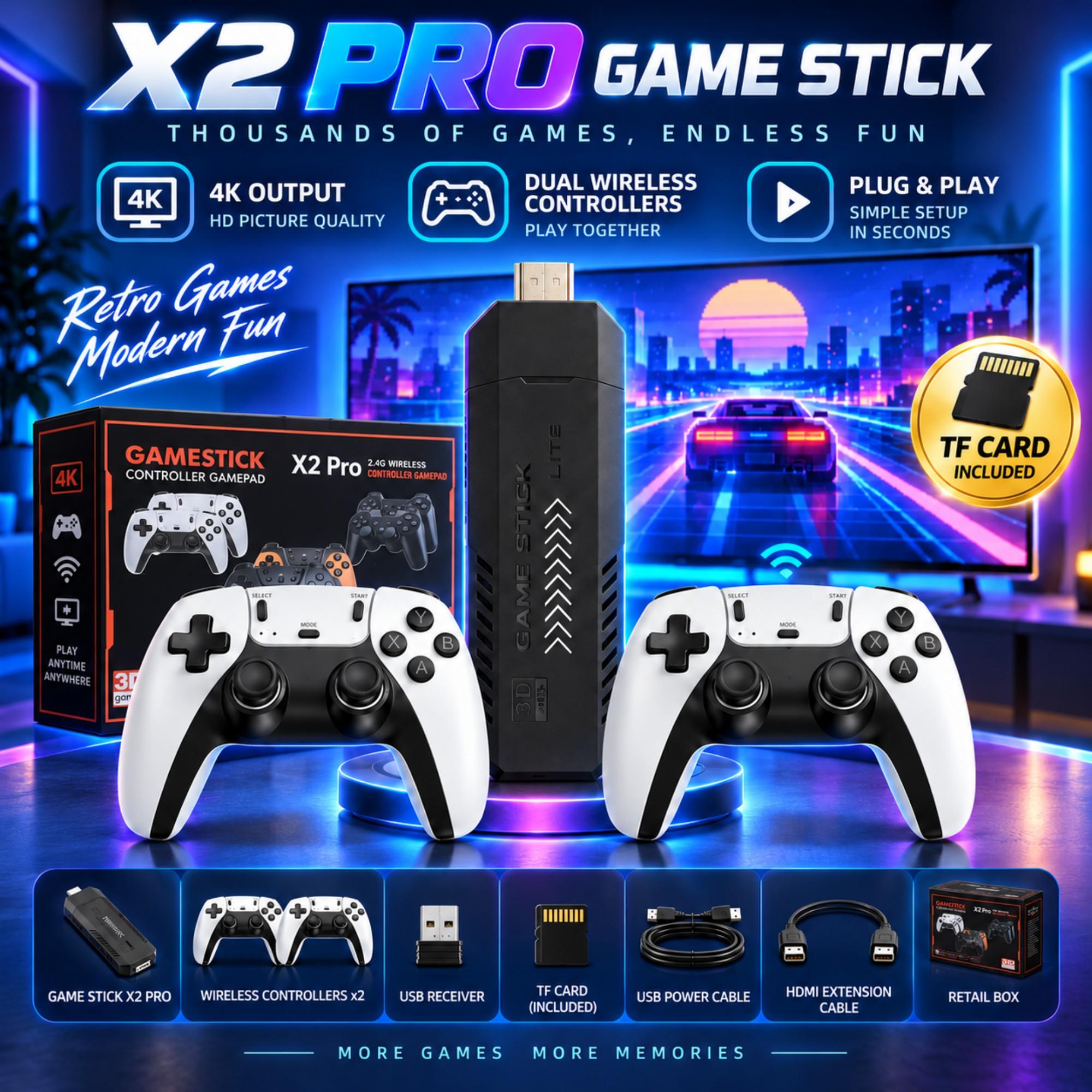 Retro Gaming X2 - X2 PRO Game Stick 4K HD