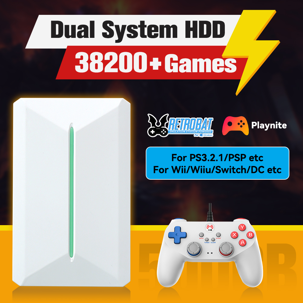 Retro Gaming Design - Retrobat&Playnite System HDD Retro-Spielekonsole für PS3/PS2/WIIU/WII/Switch/MAME