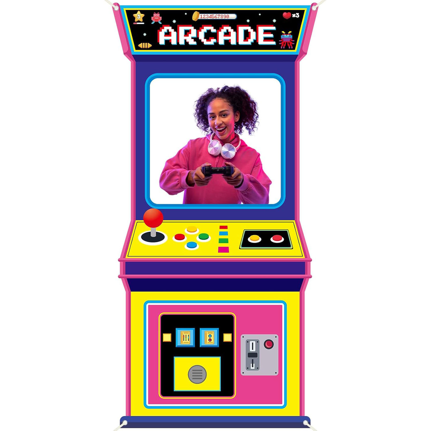 Background Retro Gaming - Stoff-Hintergrund für Arcade-Spiel-Fotos, Retro-Videospiele-Dekoration, Zurück in