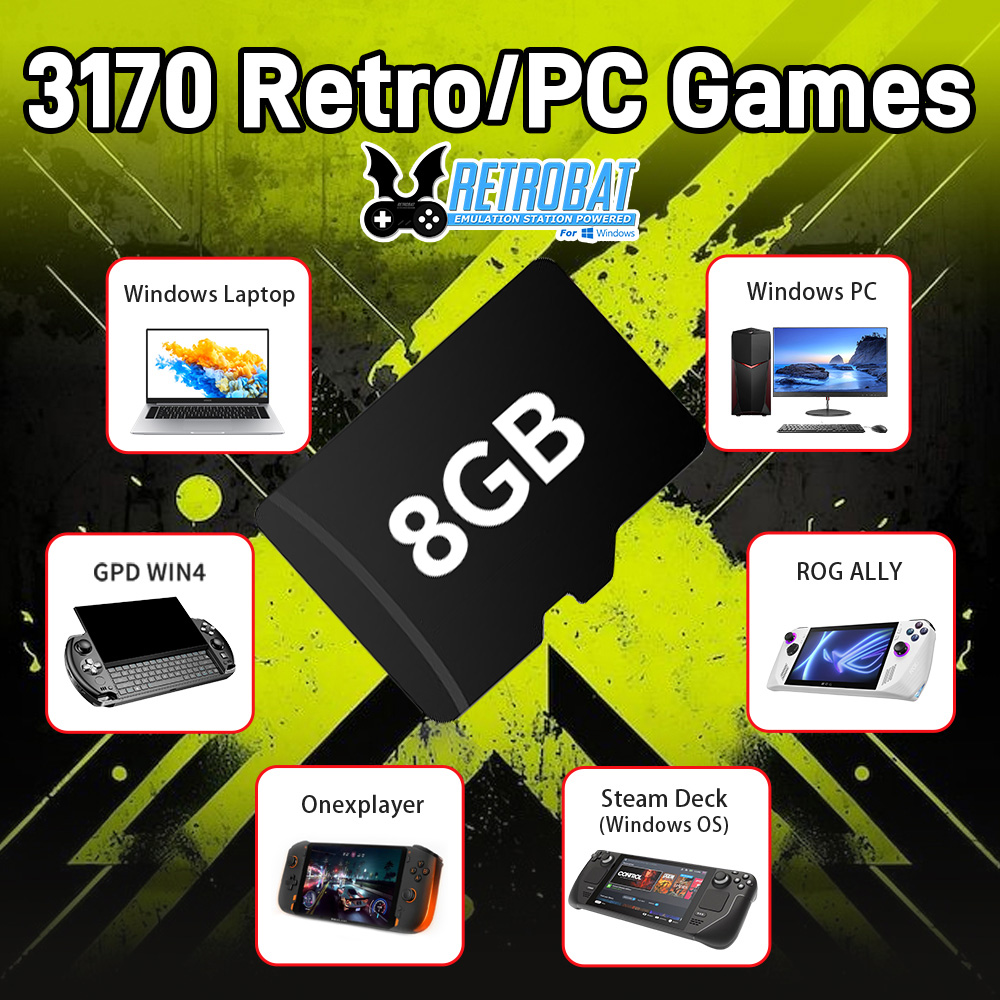 Retro Gaming Mini Pc - 8 GB Spiel-TF-Karte mit 3170 Retro/PC-Spielen