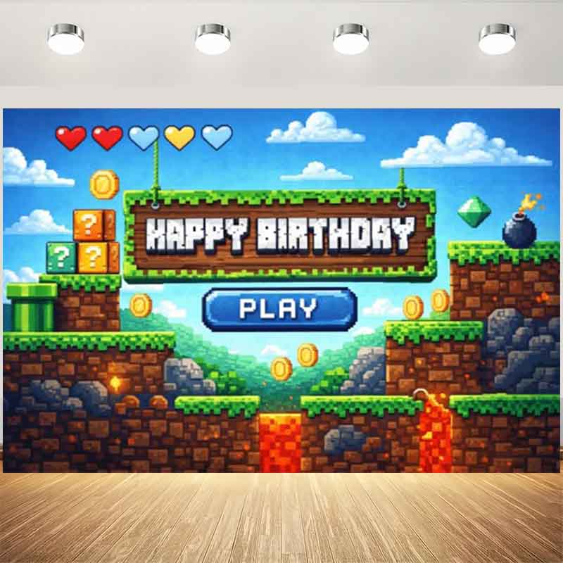 Pixel-Videospiel-Geburtstags-H – Background Retro Gaming Bewertung und Preis