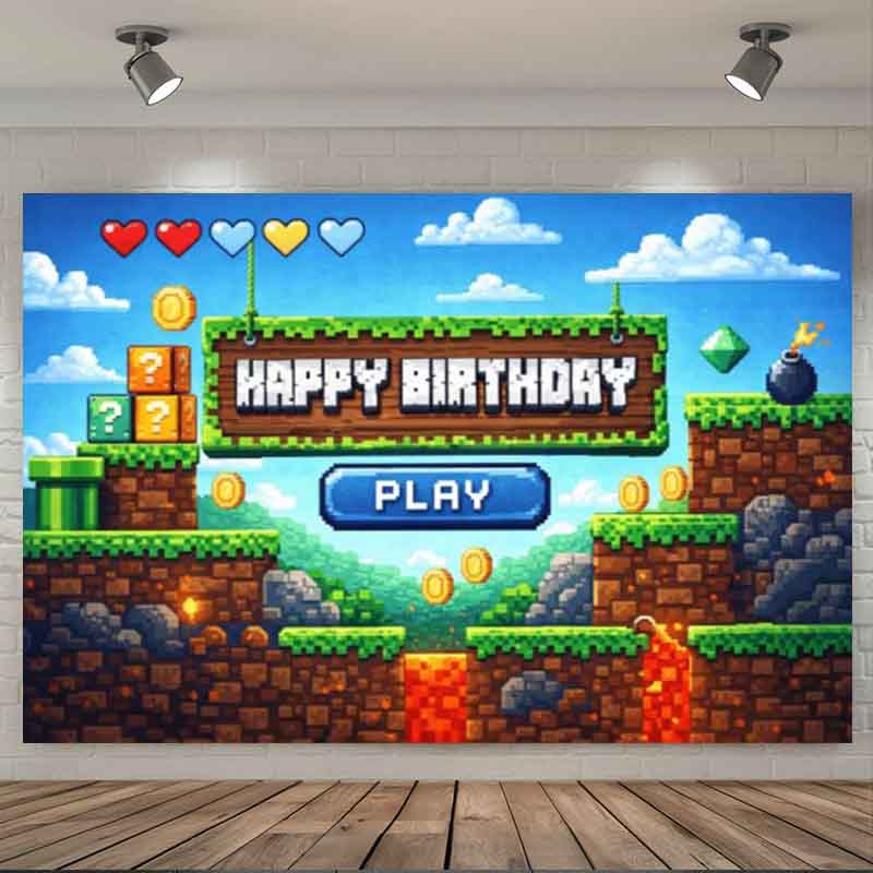 Pixel-Videospiel-Geburtstags-H – Background Retro Gaming Bewertung und Preis