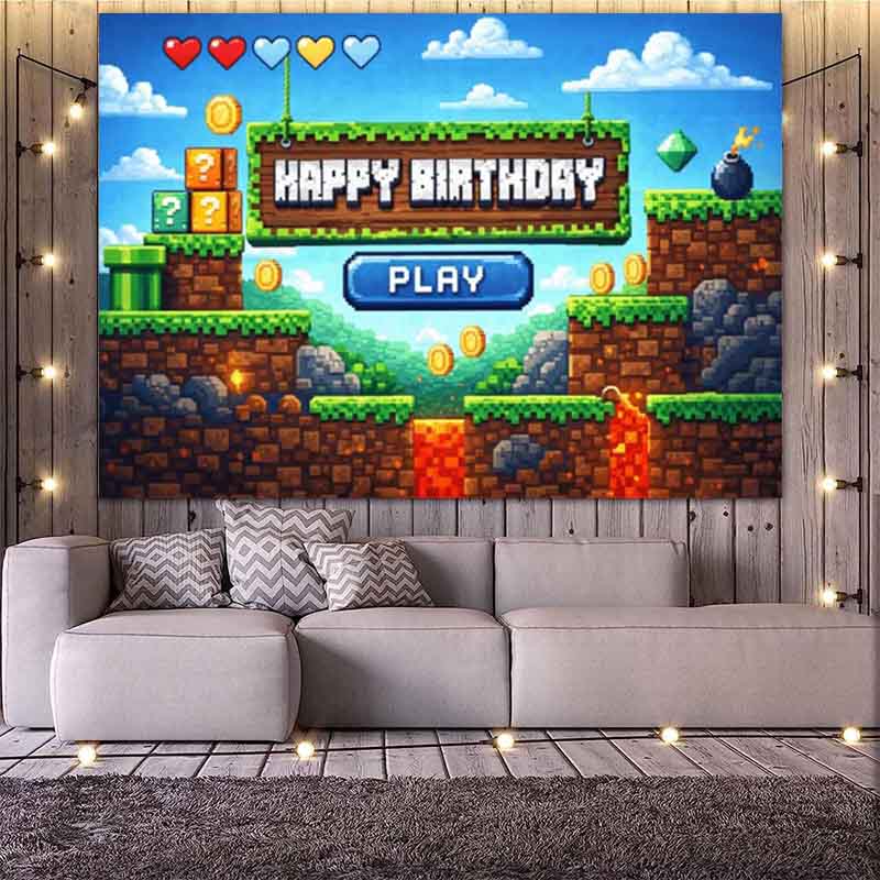 Pixel-Videospiel-Geburtstags-H – Background Retro Gaming Bewertung und Preis
