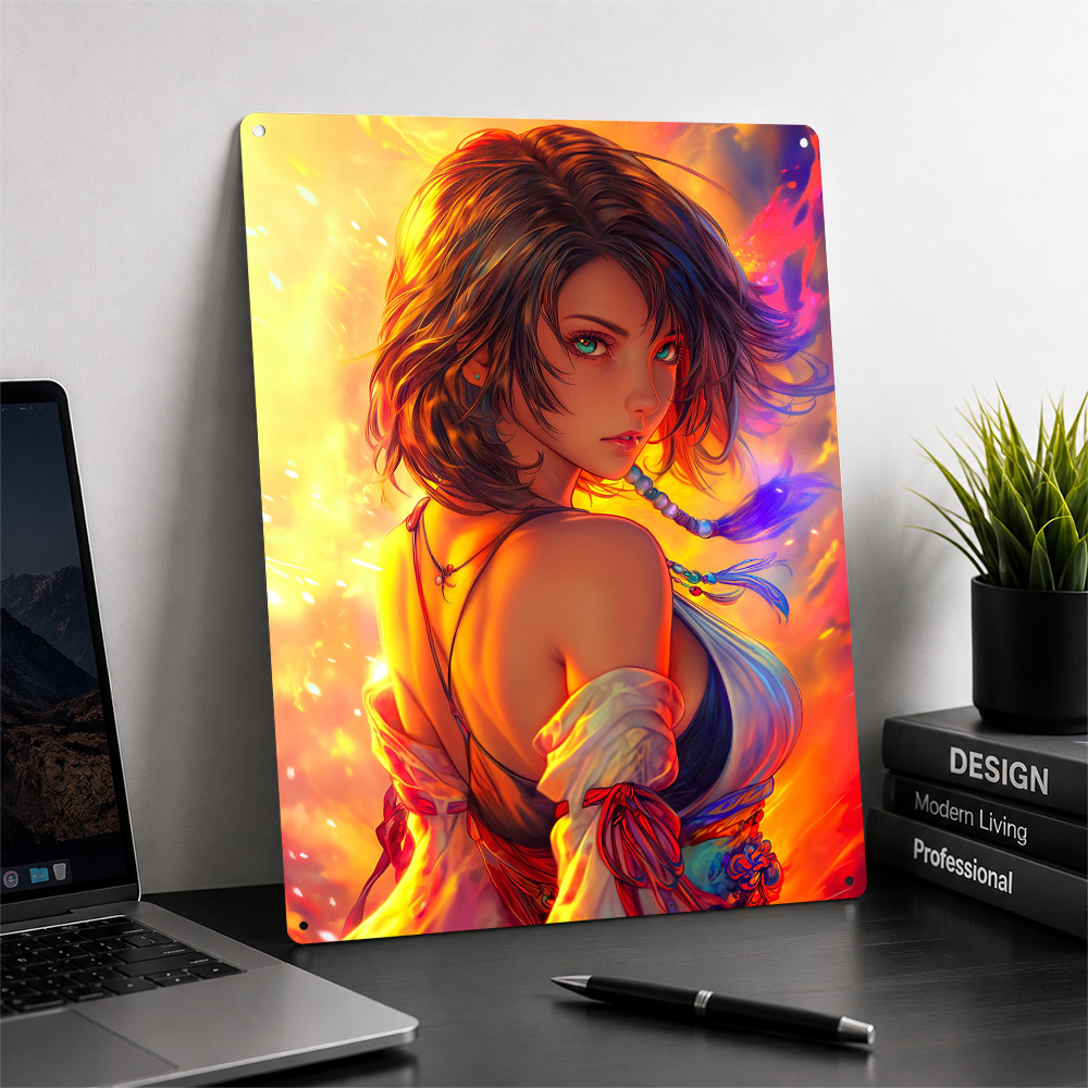 Anime-Mädchen mit Feuer-Hinter – Background Retro Gaming Bewertung und Preis