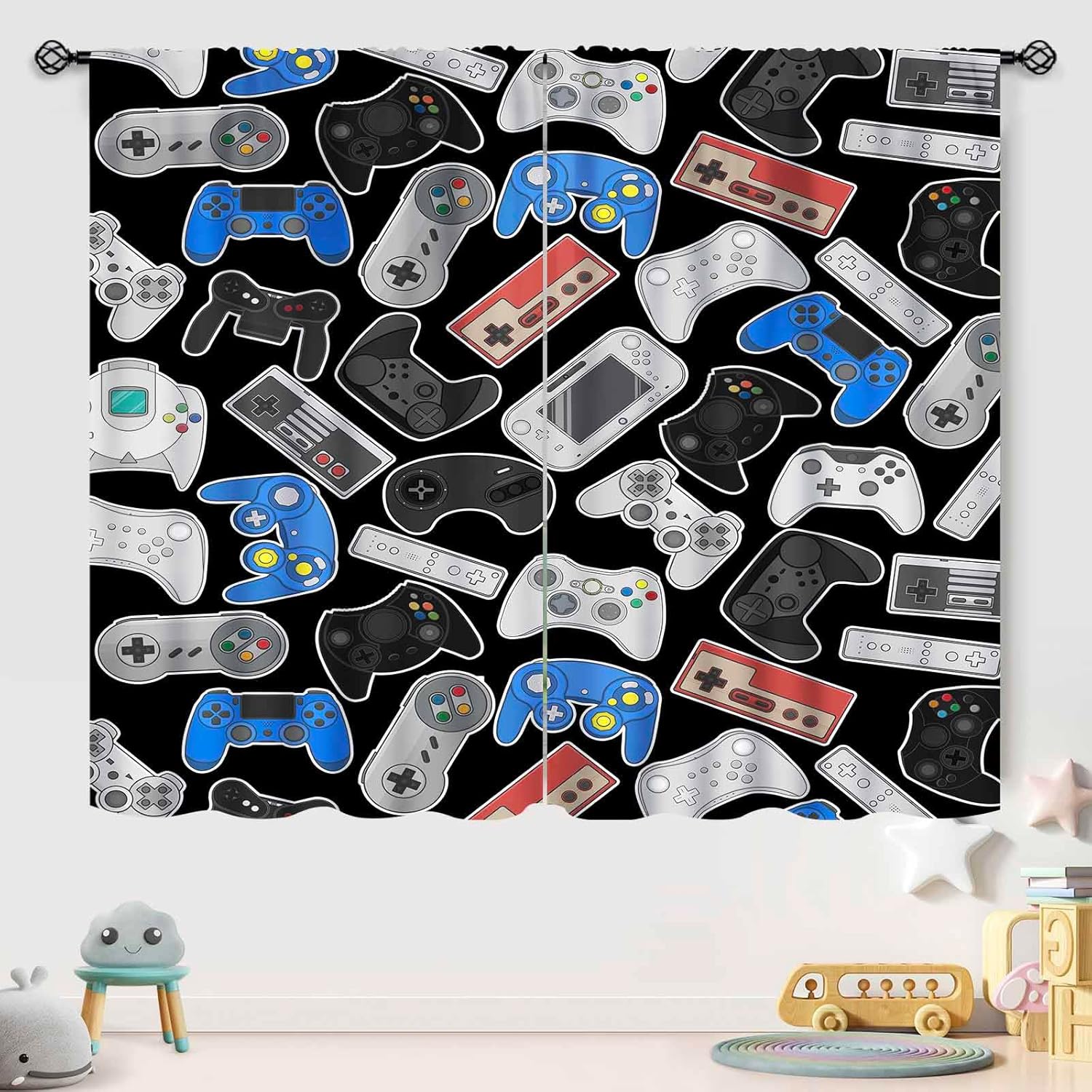 Retro-Controller-Vorhänge – Kl – Background Retro Gaming Bewertung und Preis