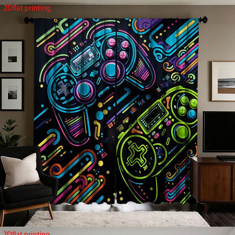 2 Stück Gaming-Vorhänge Neon R – Background Retro Gaming Bewertung und Preis