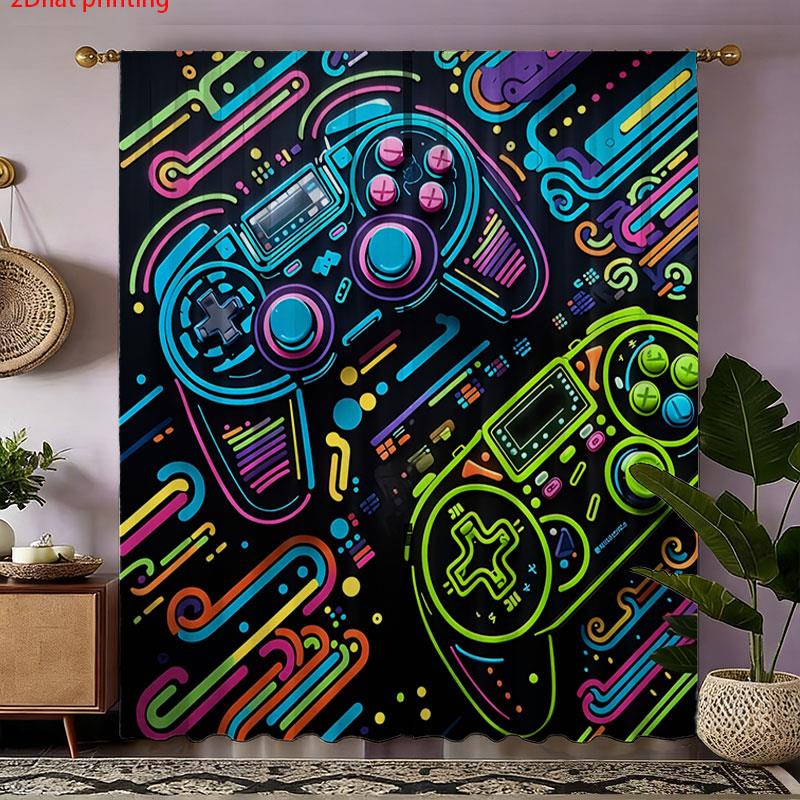 2 Stück Gaming-Vorhänge Neon R – Background Retro Gaming Bewertung und Preis